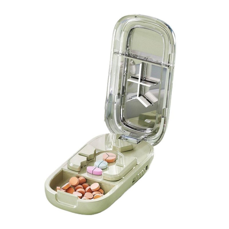 Medicine cutter/dispenser, quarter-cut medicine cutter, precise medicine cutter, halved medicine cutter, portable medicine dispensing box